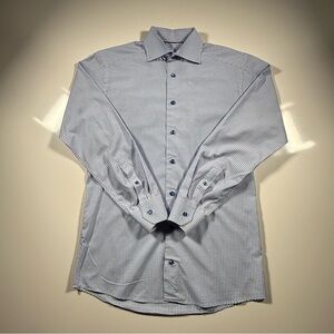 Eton Slim Fit Blue Gingham Dress Shirt 14.5 / 37 Cotton
